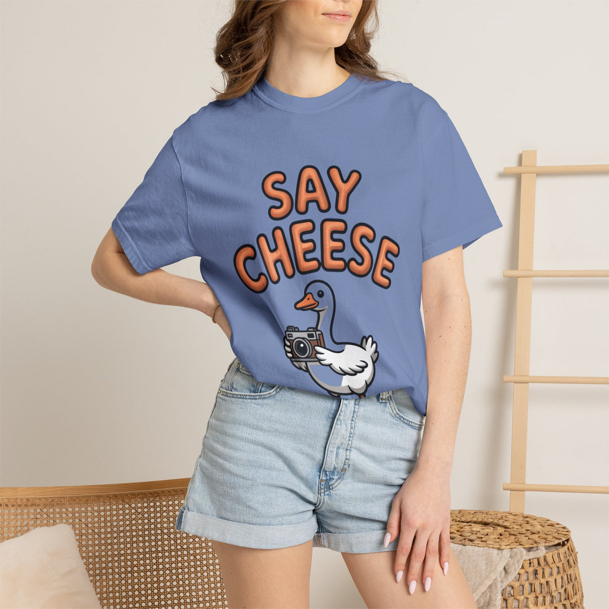 Say Cheese Goose Shirt, Funny Camera Goose T-Shirt, Cute Cartoon Goose Lover Gift, Photography Shirt for Photographer