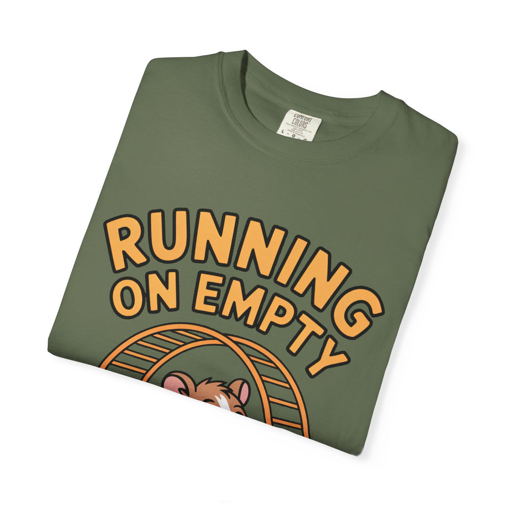 Running On Empty Hamster Shirt, Funny Tired Hamster T-Shirt, Exhausted Wheel Runner Tee, Funny Gift for Tired Friend