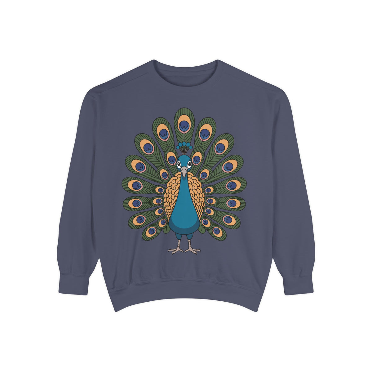 Peacock Sweatshirt, Cute Cartoon Peacock Crewneck, Embroidered Patch Style Feather Sweatshirt, Bird Lover Gift