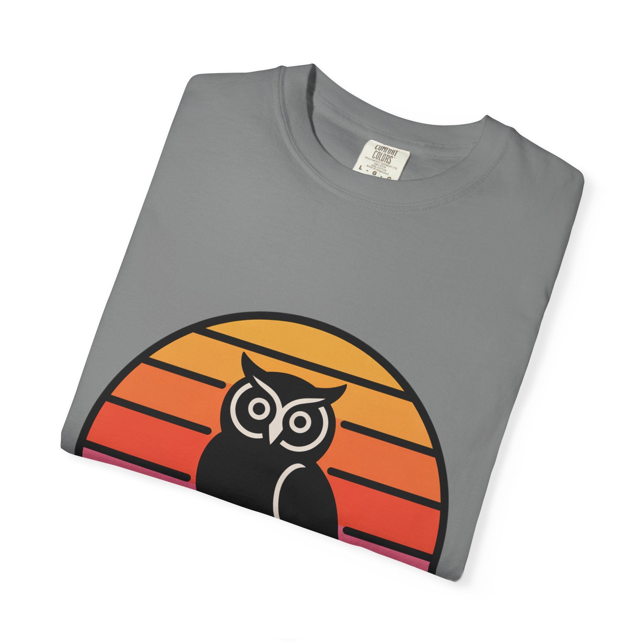 Retro Sunset Owl Badge T-Shirt