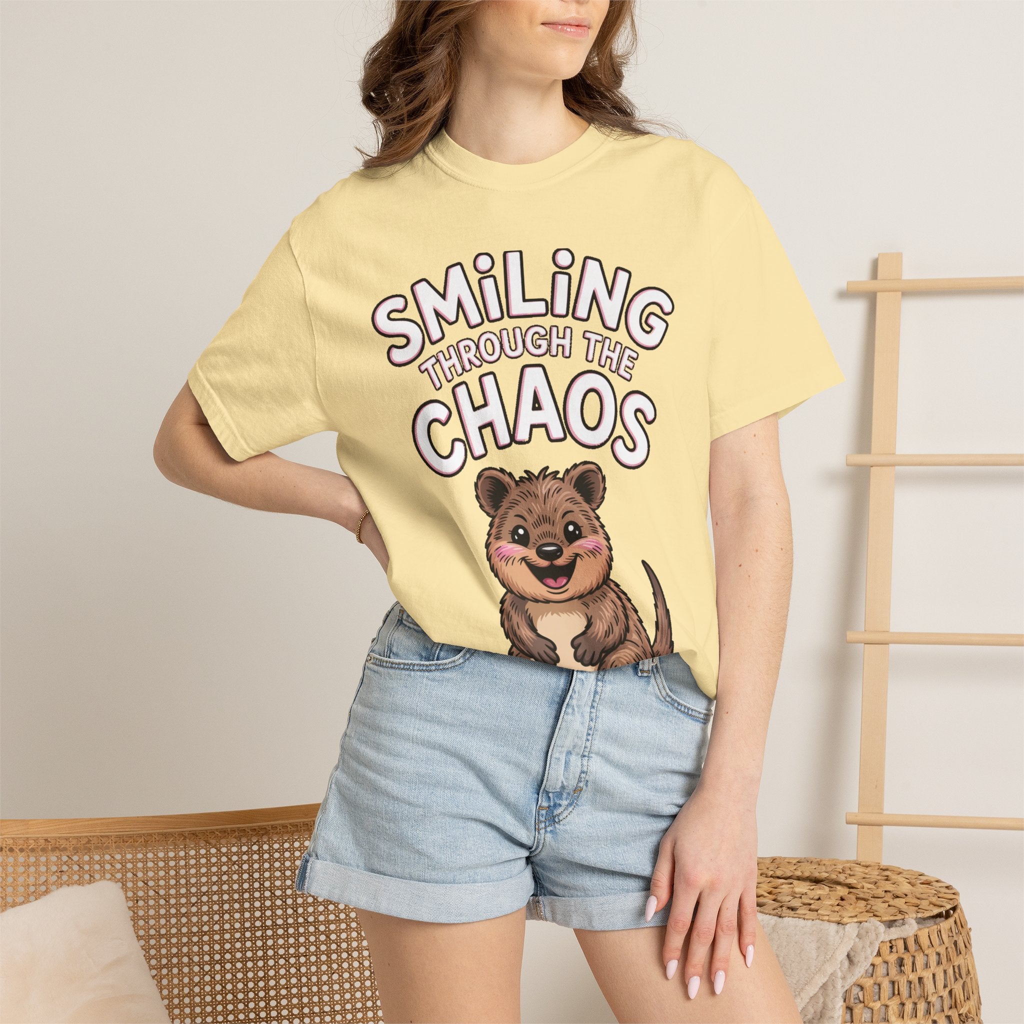 Smiling Through The Chaos Quokka Shirt, Funny Quokka T-Shirt, Cute Smiling Animal Tee, Positive Vibes Shirt, Quokka Lover Gift