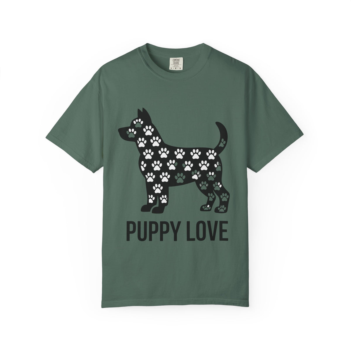 Puppy Love Dog Shirt, Cute Dog Silhouette T-Shirt, Paw Print Pattern Tee, Dog Lover Gift, Minimalist Dog Mom Shirt