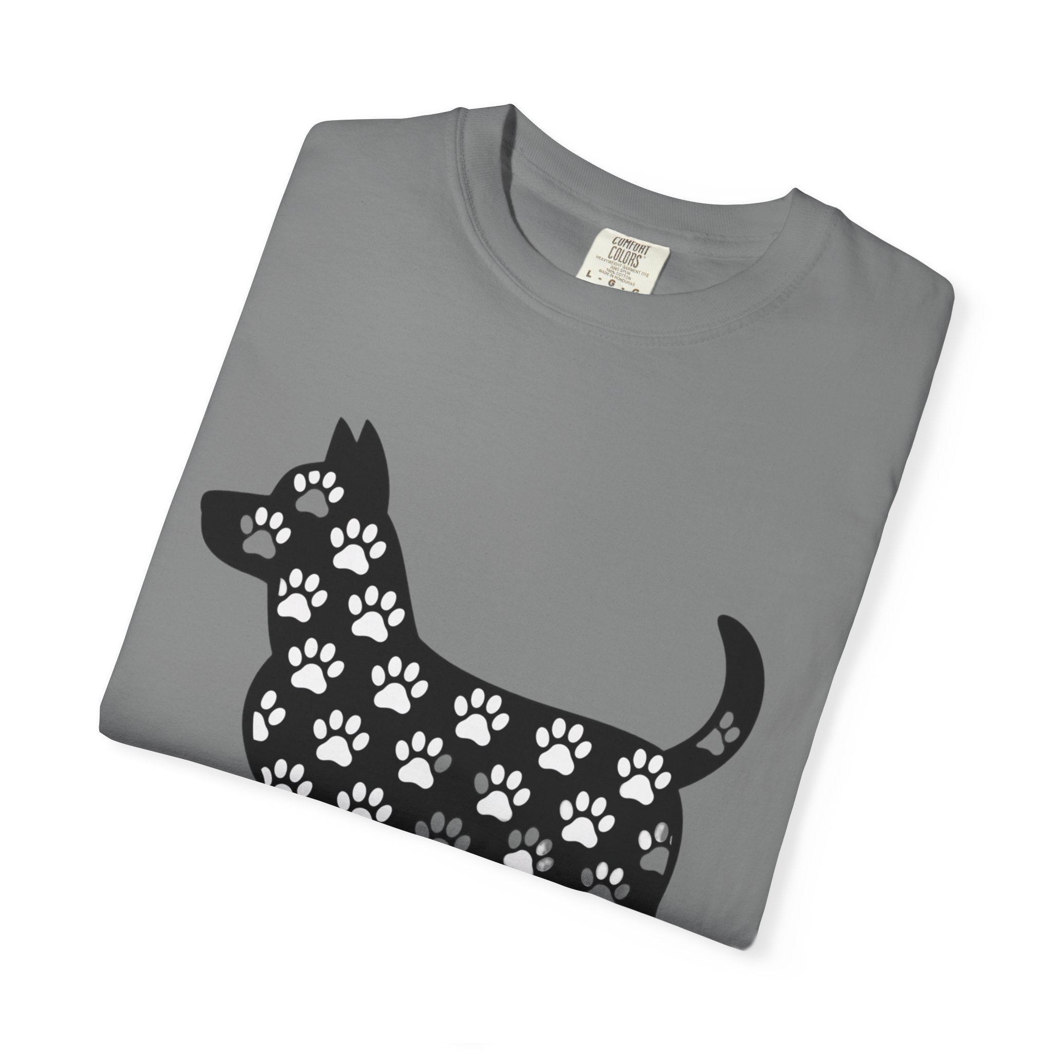 Puppy Love Dog Shirt, Cute Dog Silhouette T-Shirt, Paw Print Pattern Tee, Dog Lover Gift, Minimalist Dog Mom Shirt
