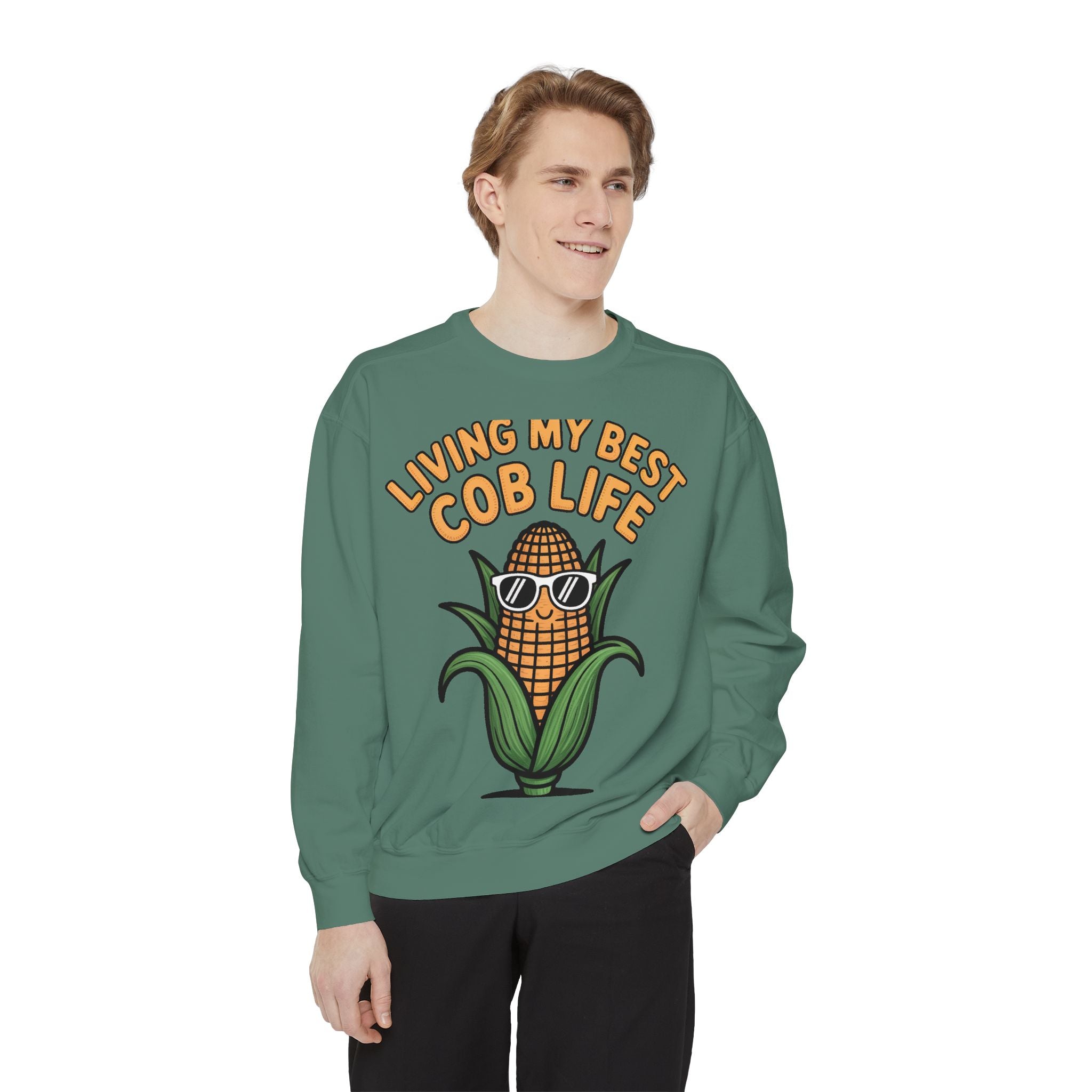 Best Cob Life Corn Sweatshirt, Funny Corn Sunglasses Crewneck, Cute Vegetable Pun Shirt, Garden Lover Gift, Embroidered Patch Style
