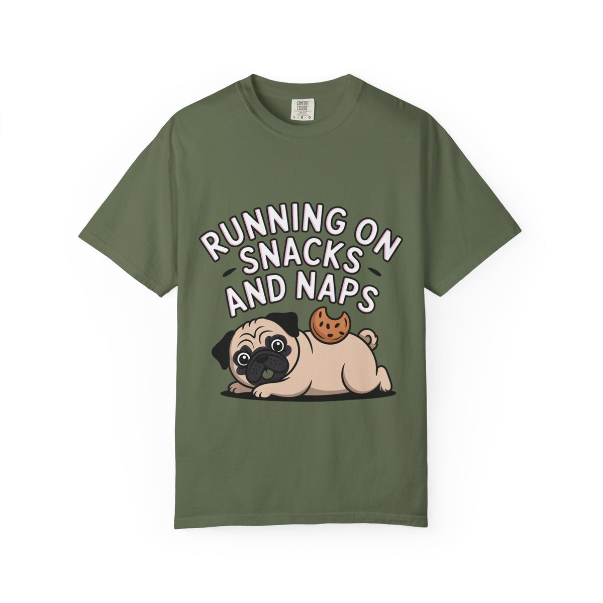 Funny Pug Shirt, Running On Snacks And Naps T-Shirt, Cute Pug Lover Gift, Napping Dog Tee, Lazy Dog Graphic Shirt