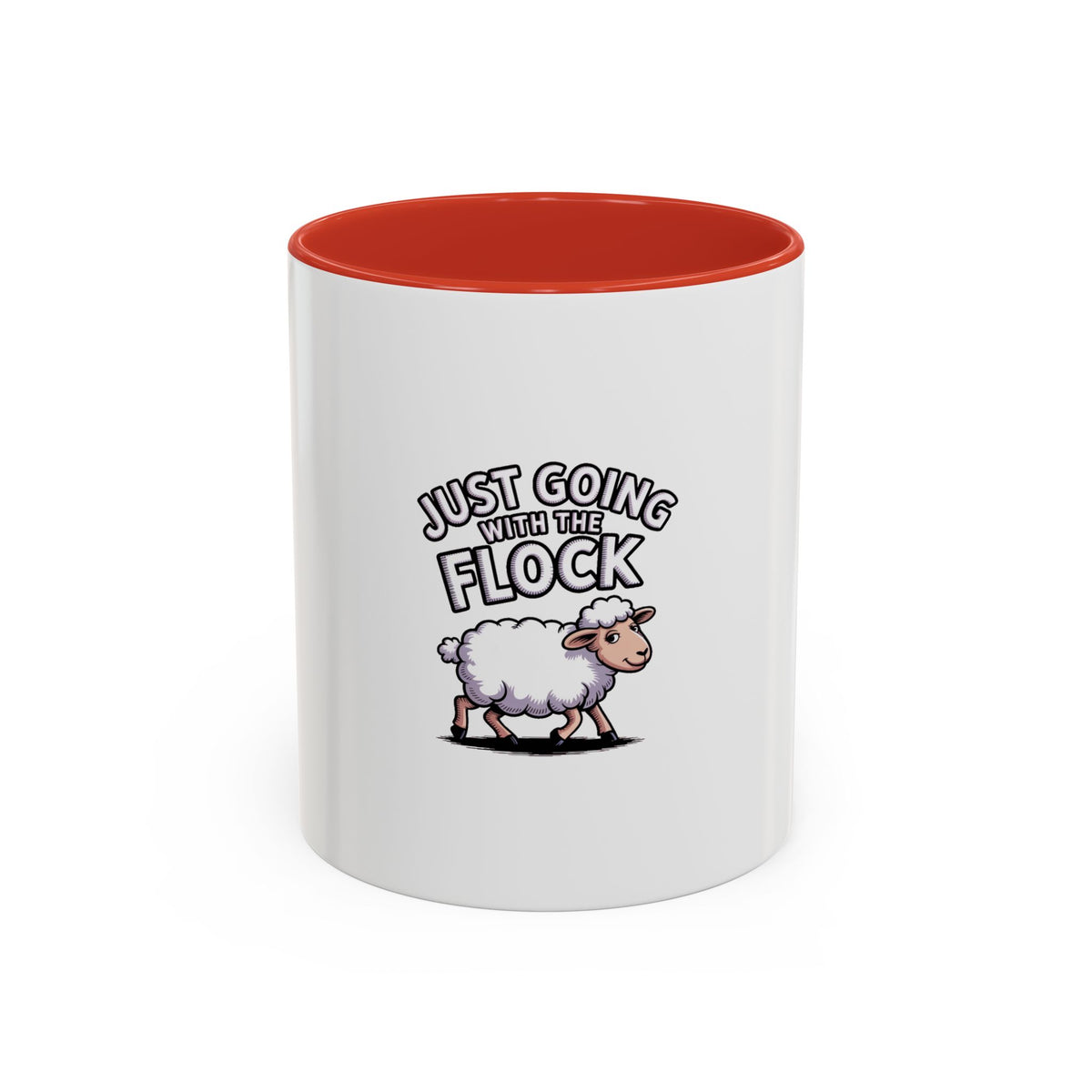 Funny Sheep Mug, Going With The Flock Coffee Mug, Cute Cartoon Sheep Gift, Sarcastic Farm Animal Mug, Funny Coworker Gift Cup