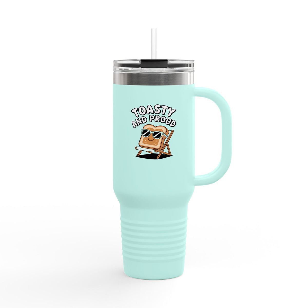 Toasty And Proud Bread Tumbler, Funny Toast Sunglasses 40oz Travel Mug, Cute Breakfast Lover Gift, Beach Toast Insulated Cup