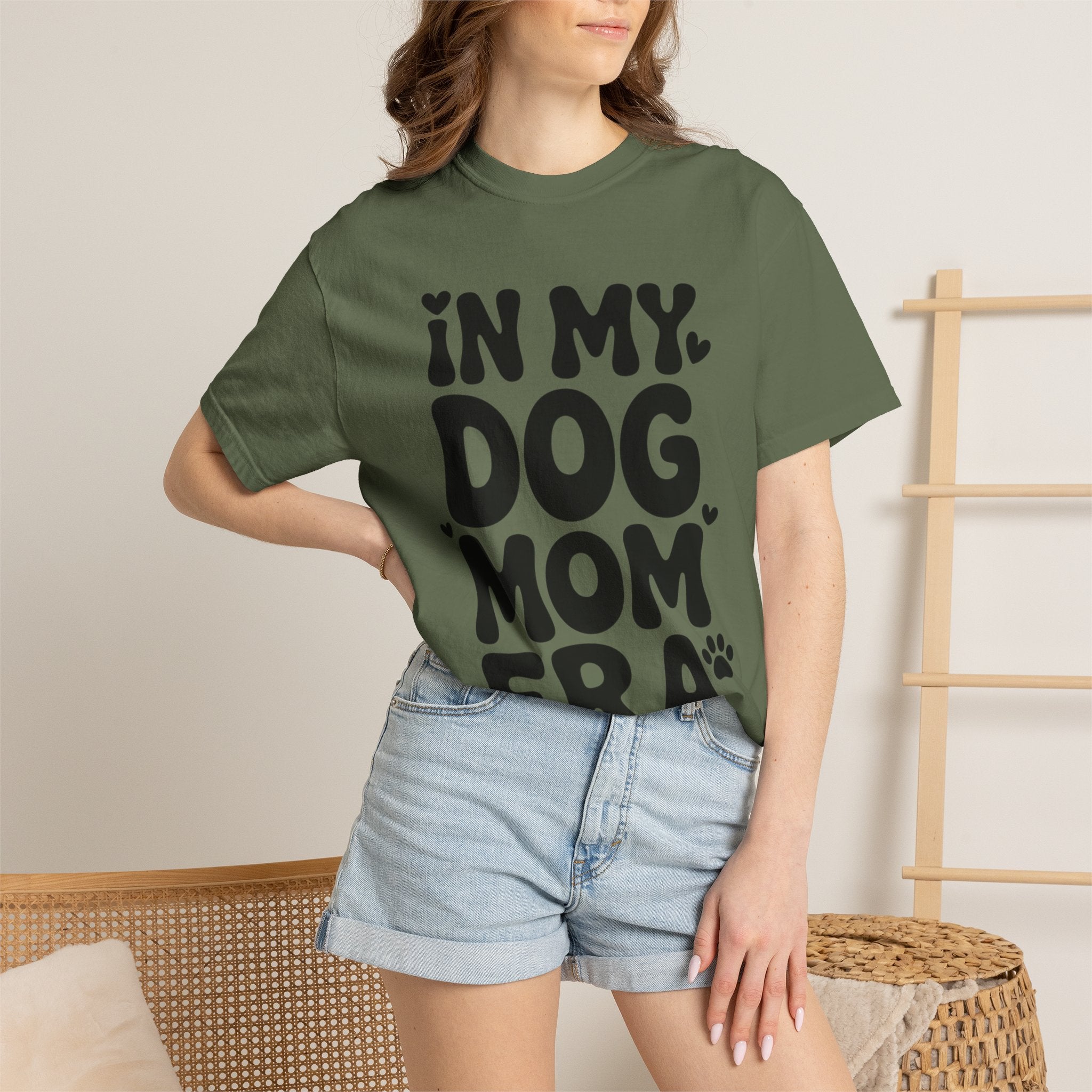 In My Dog Mom Era Shirt, Trendy Dog Mom T-Shirt, Funny Dog Lover Gift, Bold Typography Tee for Women, Cute Paw Print Heart Shirt