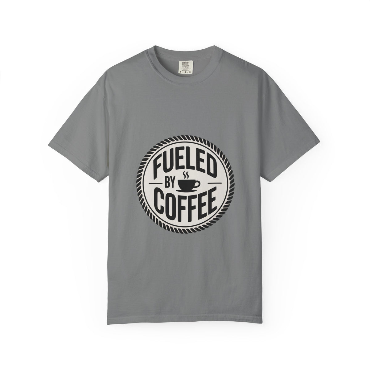 Fueled By Coffee Badge Shirt, Vintage Coffee Lover T-Shirt, Retro Coffee Stamp Logo Tee, Funny Coffee Addict Gift