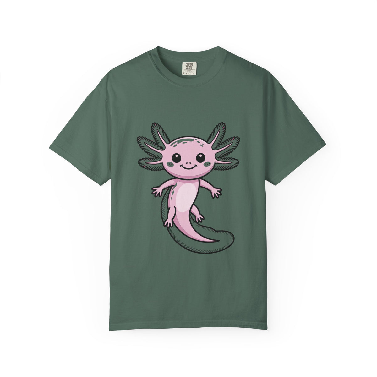 Cute Axolotl Shirt, Smiling Axolotl T-Shirt, Kawaii Axolotl Lover Gift, Garment Dyed Unisex Tee