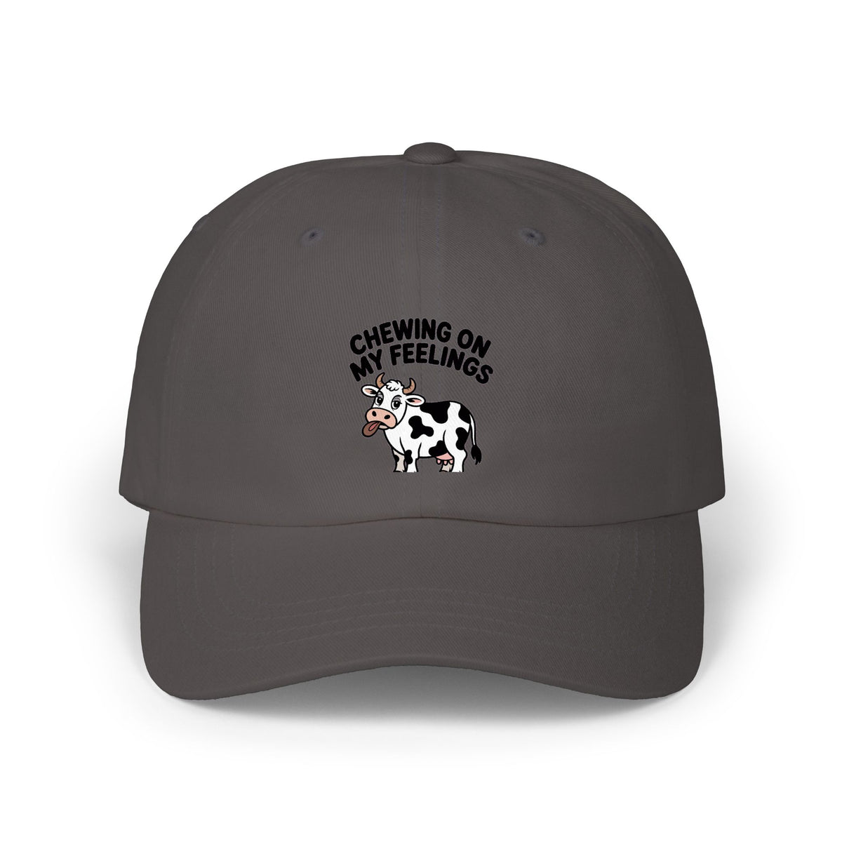 Chewing On My Feelings Dad Hat, Funny Cow Embroidered Cap, Cute Cow Lover Gift, Sarcastic Mental Health Hat, Unstructured Dad Cap