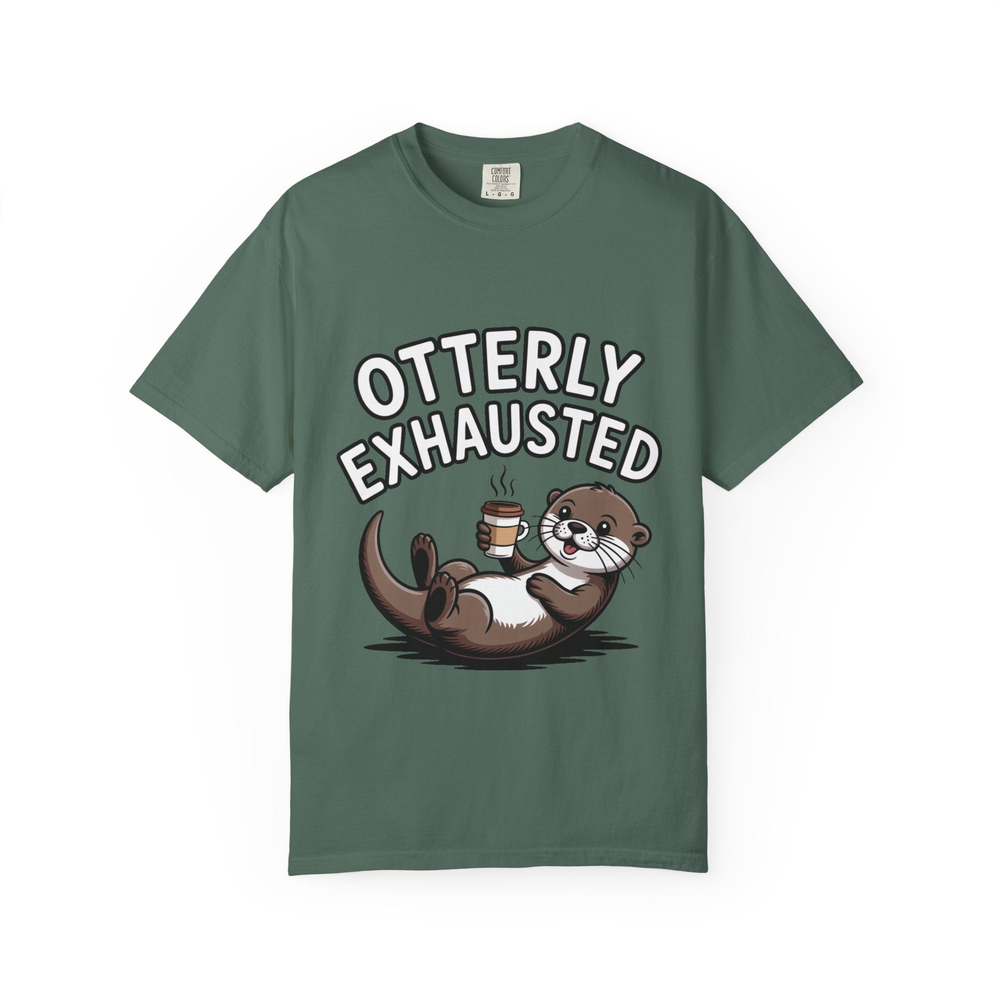 Otterly Exhausted Shirt, Funny Otter Coffee T-Shirt, Cute Otter Lover Gift, Sarcastic Coffee Lover Tee