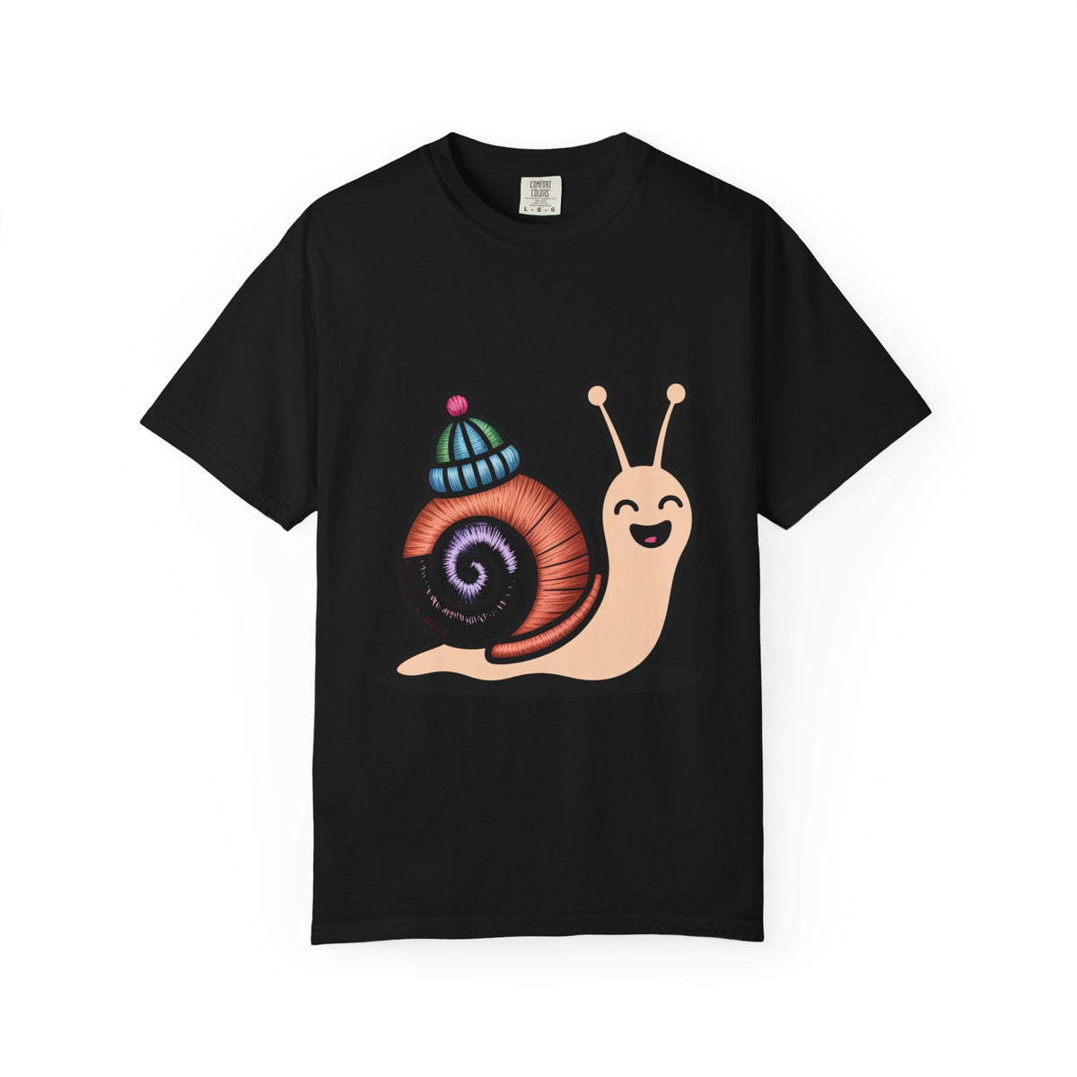 Cute Snail With Tiny Hat T-Shirt, Funny Cottagecore Snail Shirt, Cartoon Snail Lover Gift, Garment-Dyed Unisex Tee