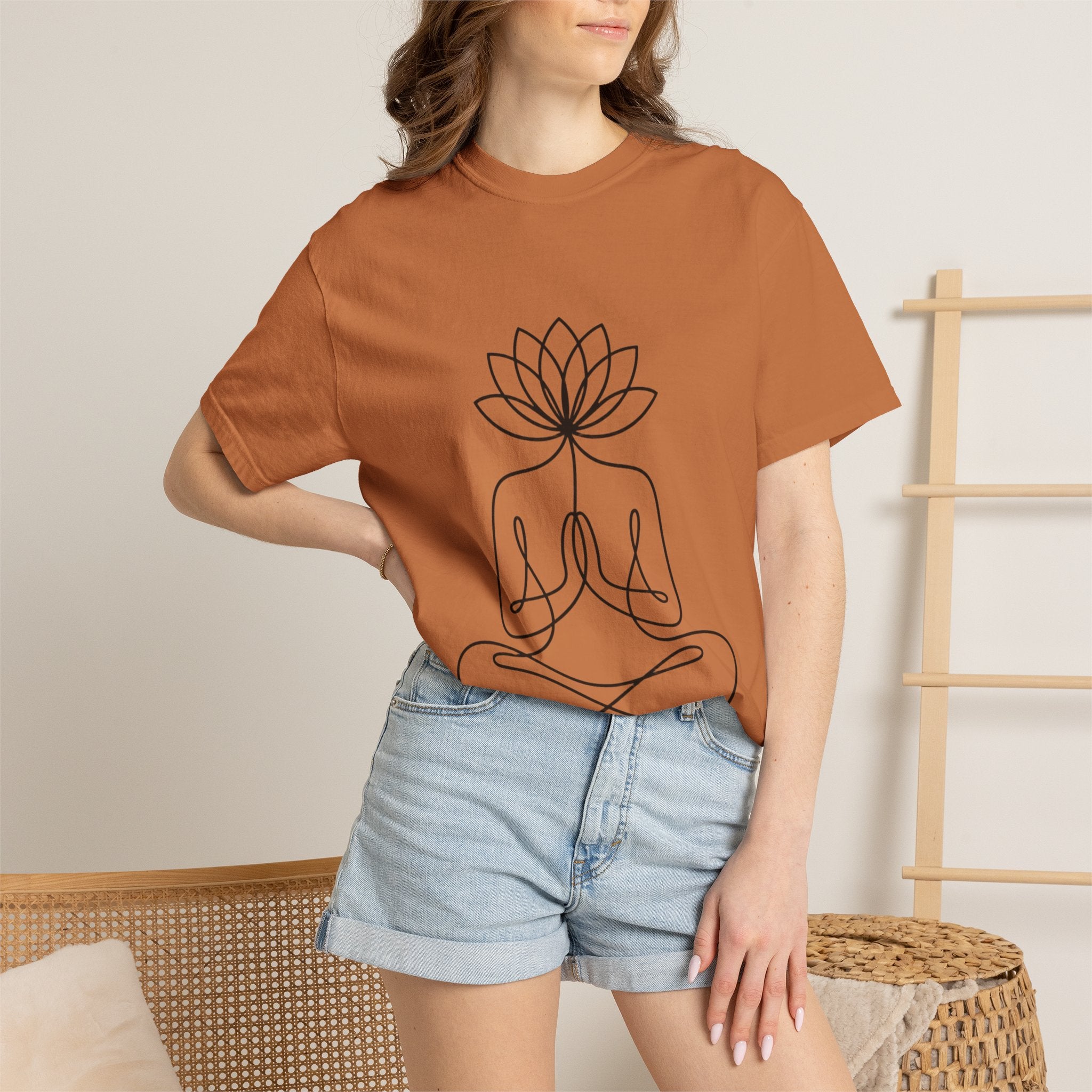 Lotus Flower Line Art Shirt, Minimalist Yoga T-Shirt, Breathe Meditation Tee, Continuous Line Lotus Tattoo Style Gift