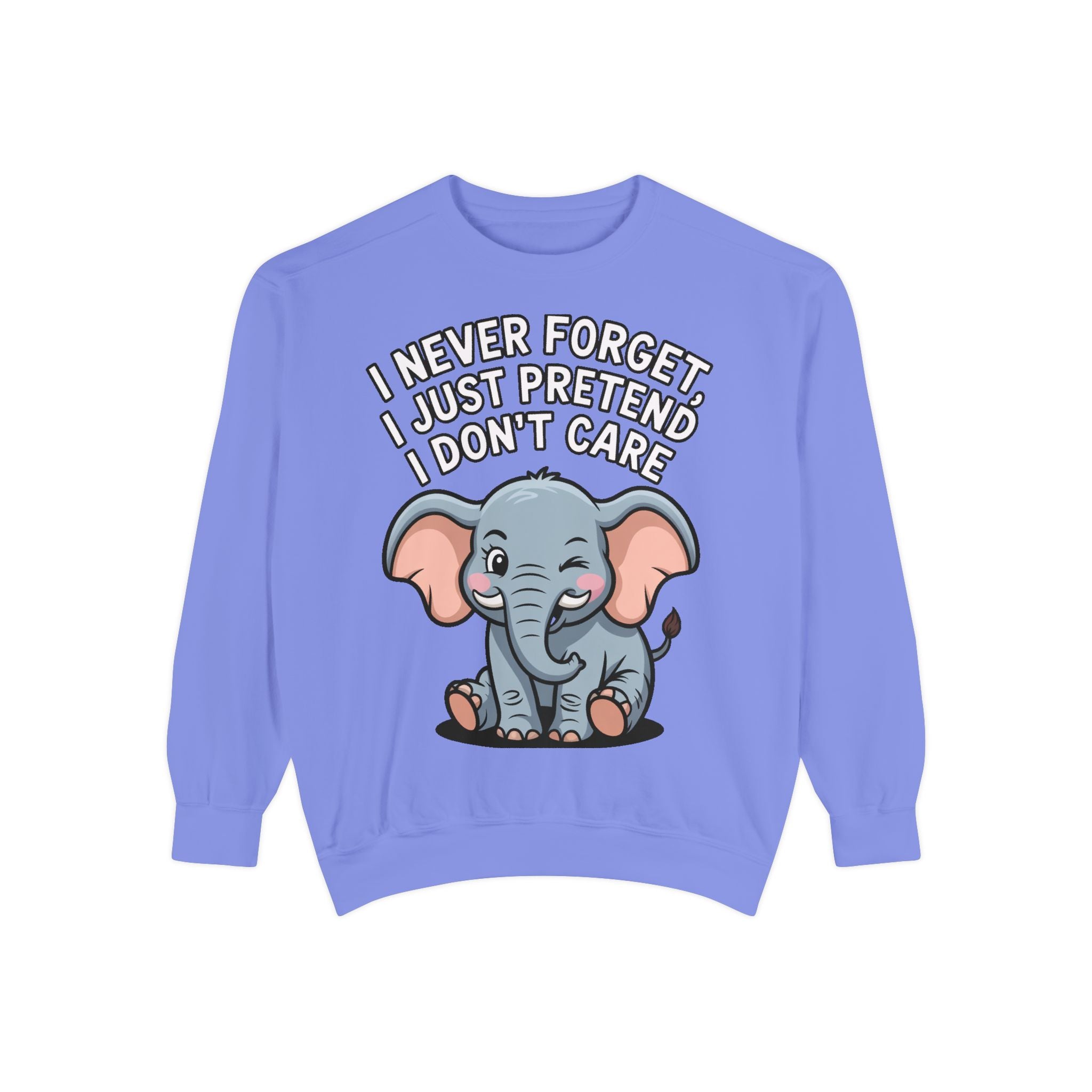 Funny Elephant Sweatshirt, I Never Forget Crewneck, Sarcastic Elephant Pullover, Funny Animal Lover Gift, Embroidered Patch Style