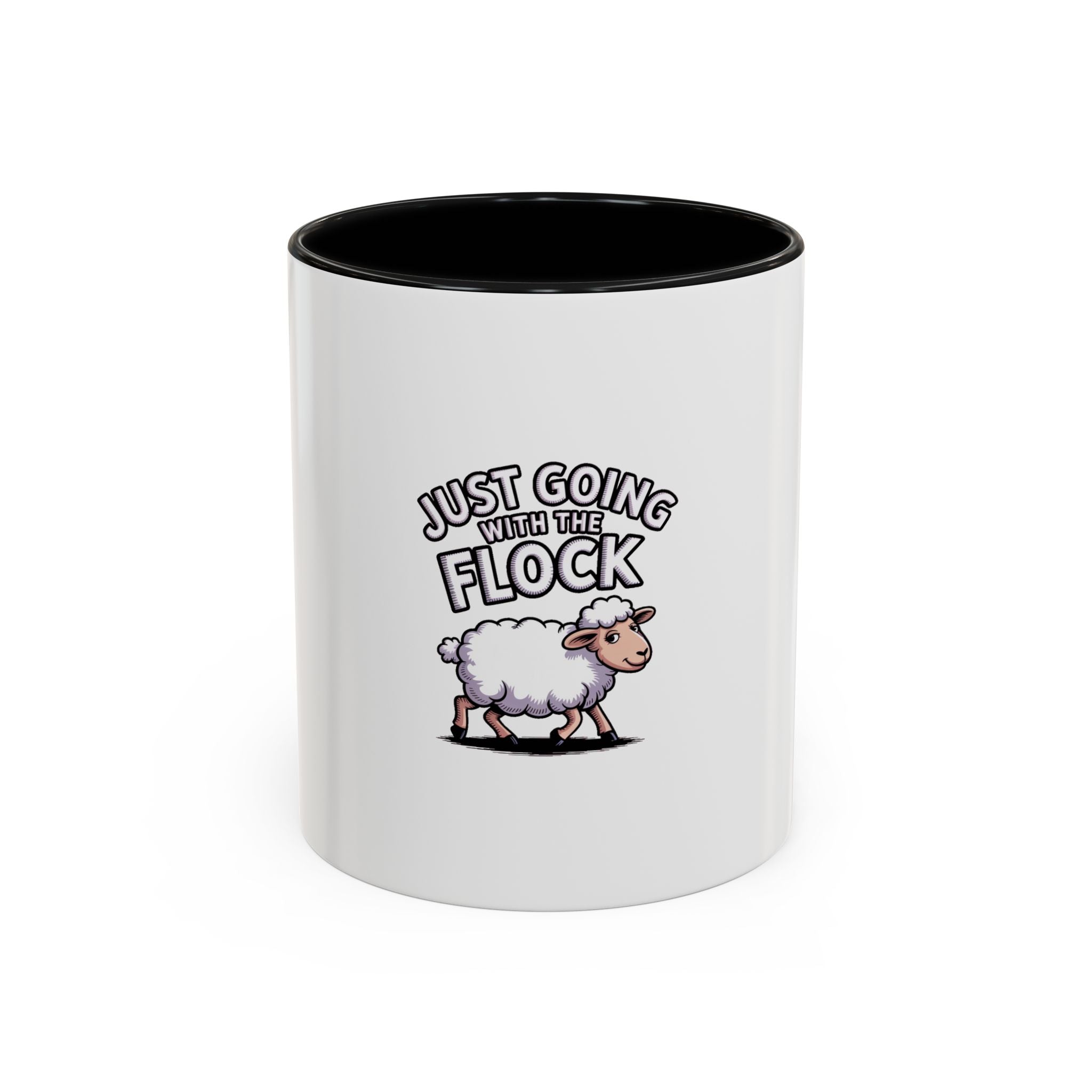 Funny Sheep Mug, Going With The Flock Coffee Mug, Cute Cartoon Sheep Gift, Sarcastic Farm Animal Mug, Funny Coworker Gift Cup