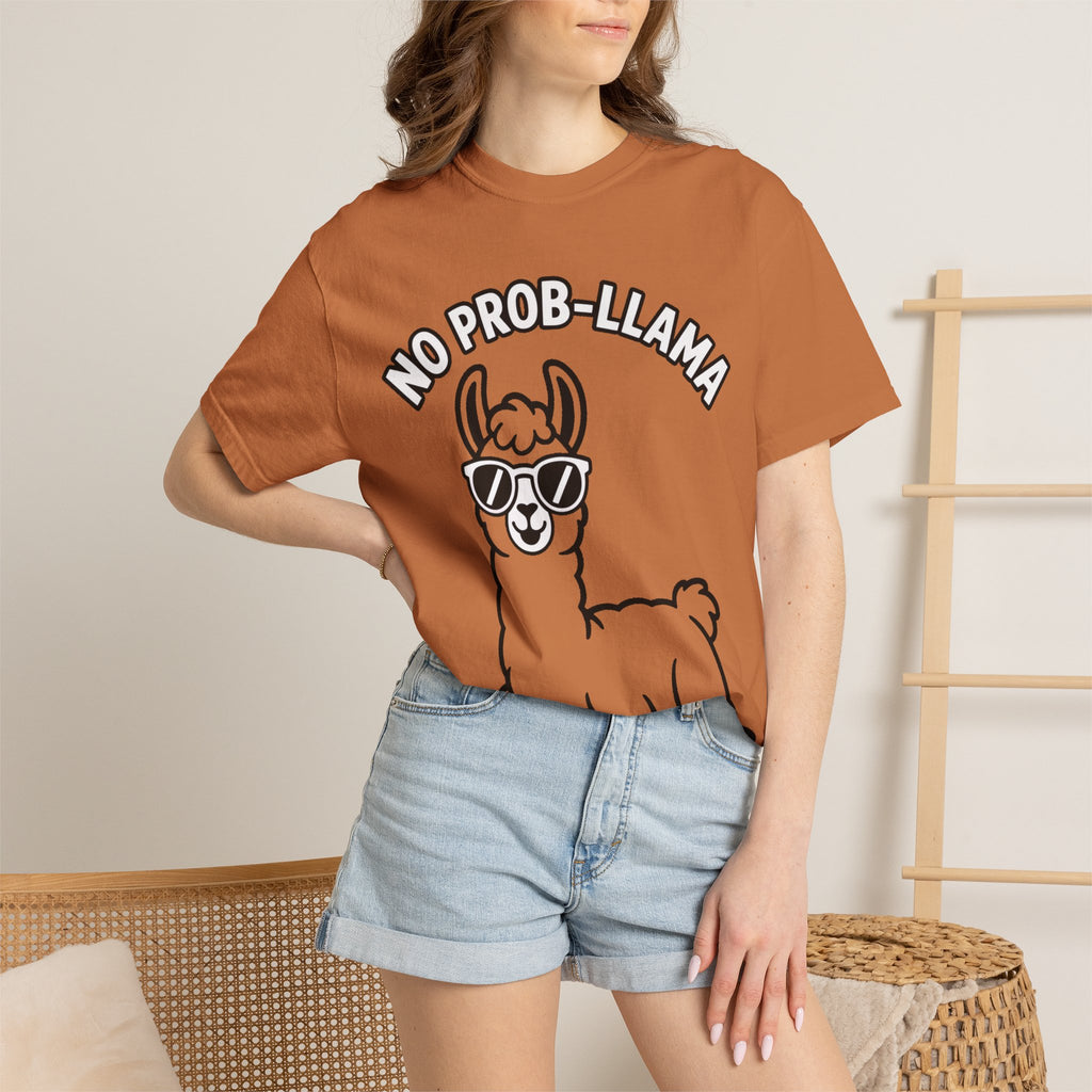 No Prob Llama Shirt, Funny Llama T-Shirt, Cute Llama Sunglasses Tee, Llama Lover Gift, Garment Dyed Unisex Shirt