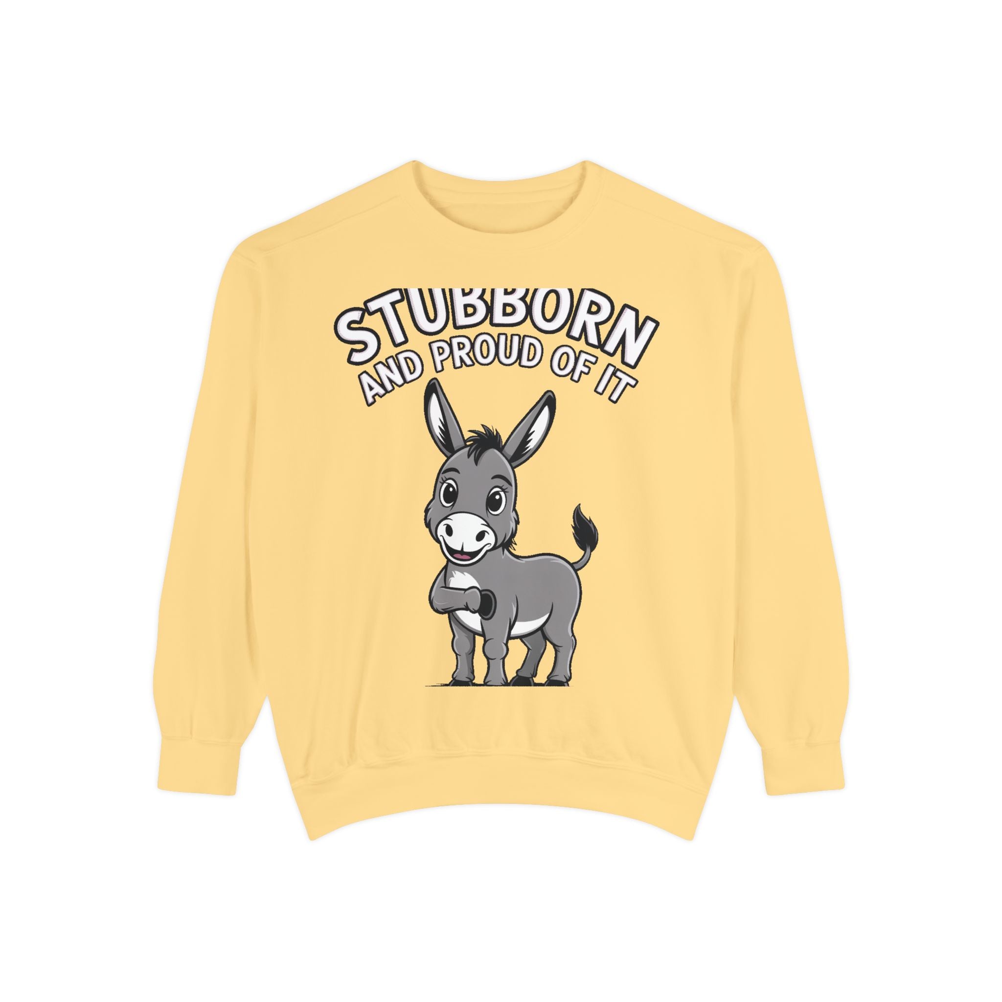 Stubborn Donkey Sweatshirt, Funny Donkey Crewneck, Stubborn And Proud Of It Shirt, Cute Farm Animal Gift, Embroidered Style Sweater