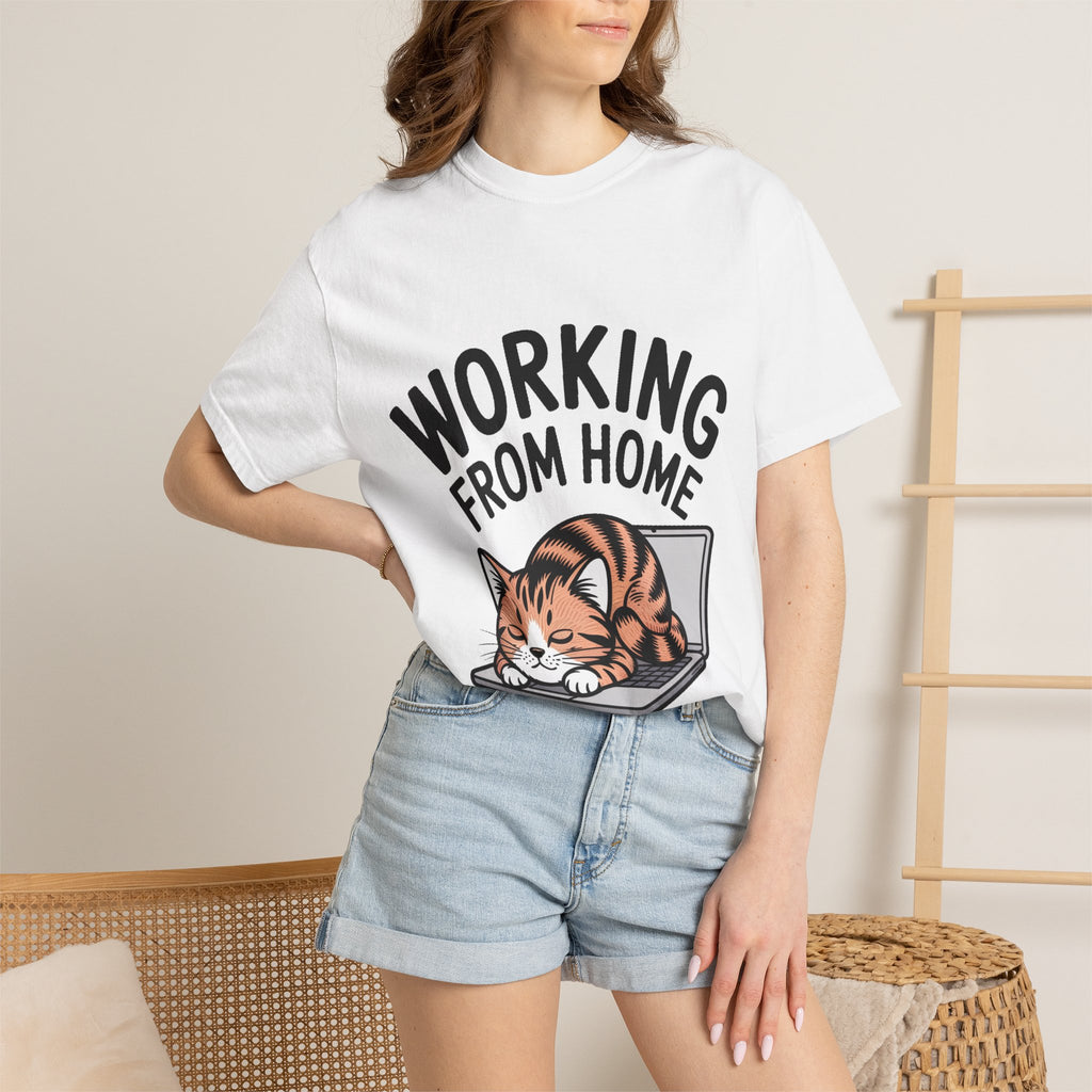 Working From Home Cat Shirt, Funny Cat Lover T-Shirt, Cute Cat Keyboard Tee, Remote Work Gift, WFH Cat Lover Graphic Shirt