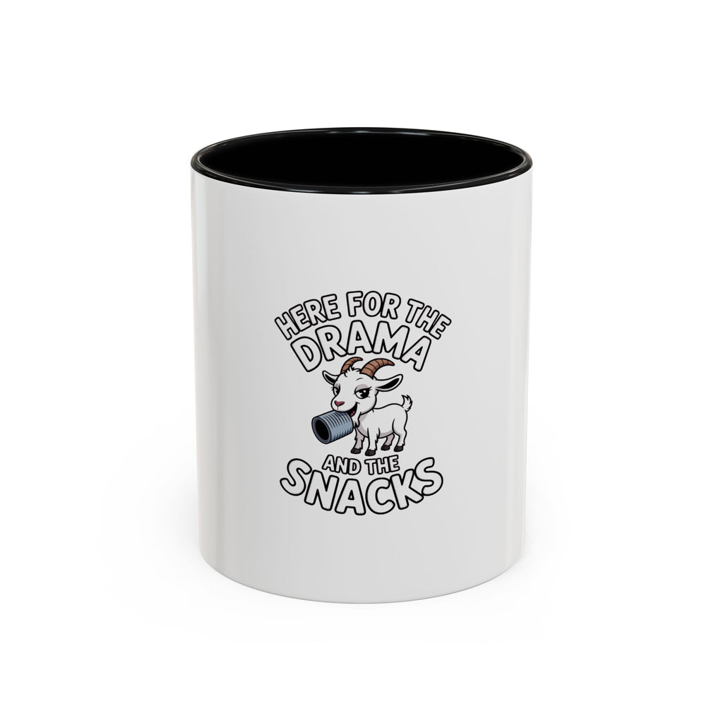 Funny Goat Mug, Here For The Drama And The Snacks Coffee Mug, Cute Goat Lover Gift, Sarcastic Farm Animal Mug, Funny Coffee Cup
