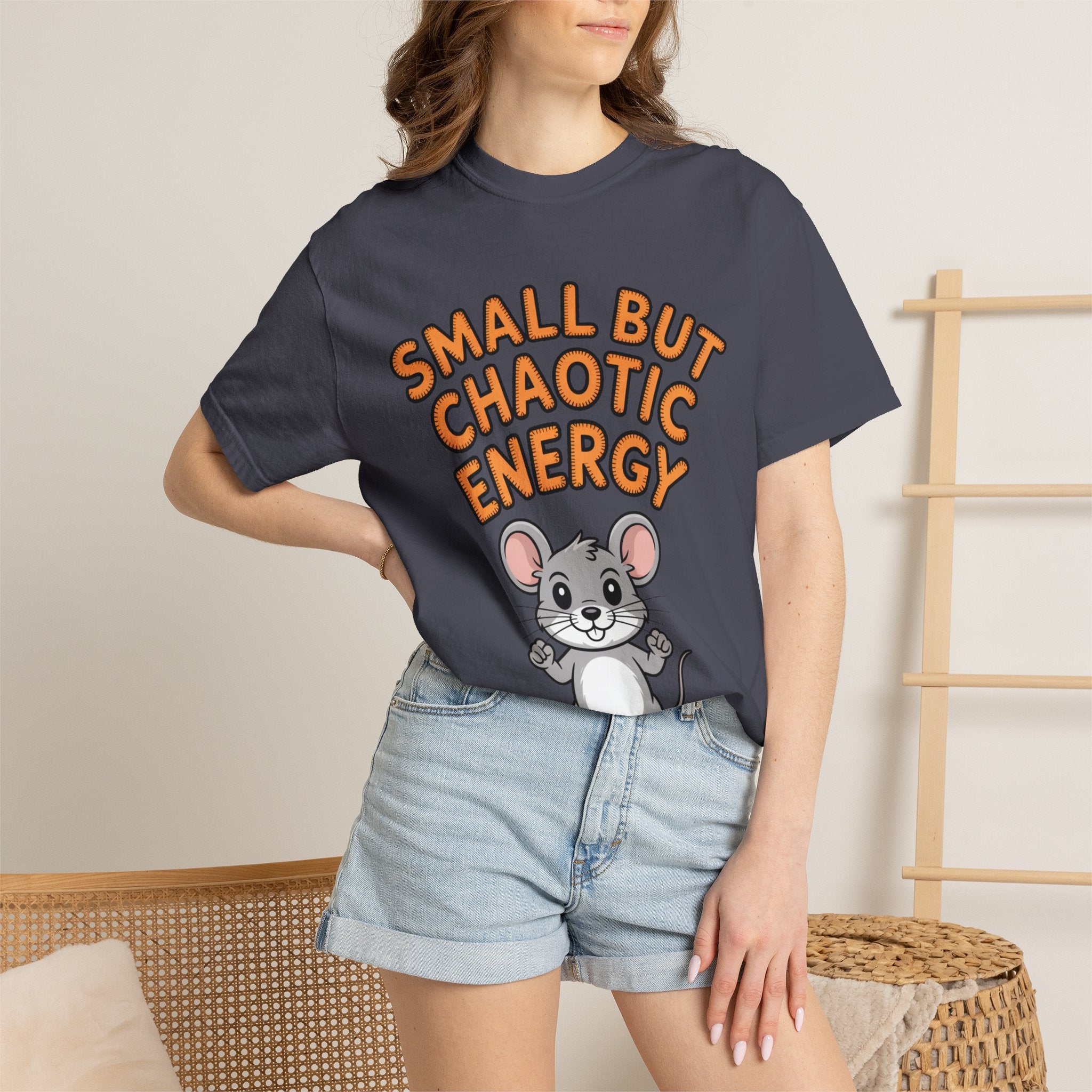 Small But Chaotic Energy Mouse Shirt, Funny Mouse T-Shirt, Cute Cartoon Animal Tee, Sarcastic Gift for Her