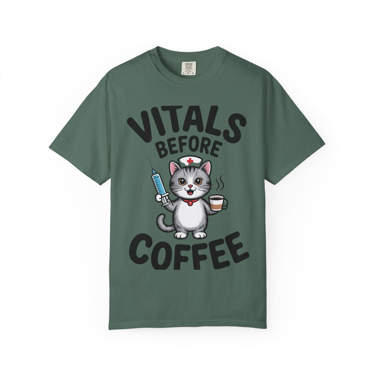 Vitals Before Coffee Nurse Shirt, Funny Nurse Cat T-Shirt, Cute Nurse Gift, Nursing Student Shirt, RN Coffee Lover Tee