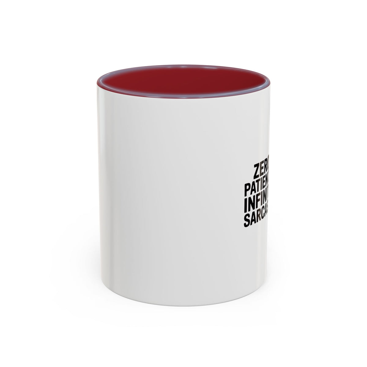 Zero Patience Infinite Sarcasm Mug, Funny Sarcastic Coffee Mug, Bold Typography Gift, Sarcasm Quote Cup for Coworker or Friend