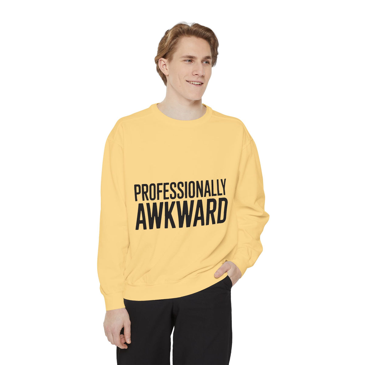 Professionally Awkward Sweatshirt, Funny Embroidered Crewneck, Minimalist Typography Sweatshirt, Sarcastic Coworker Gift