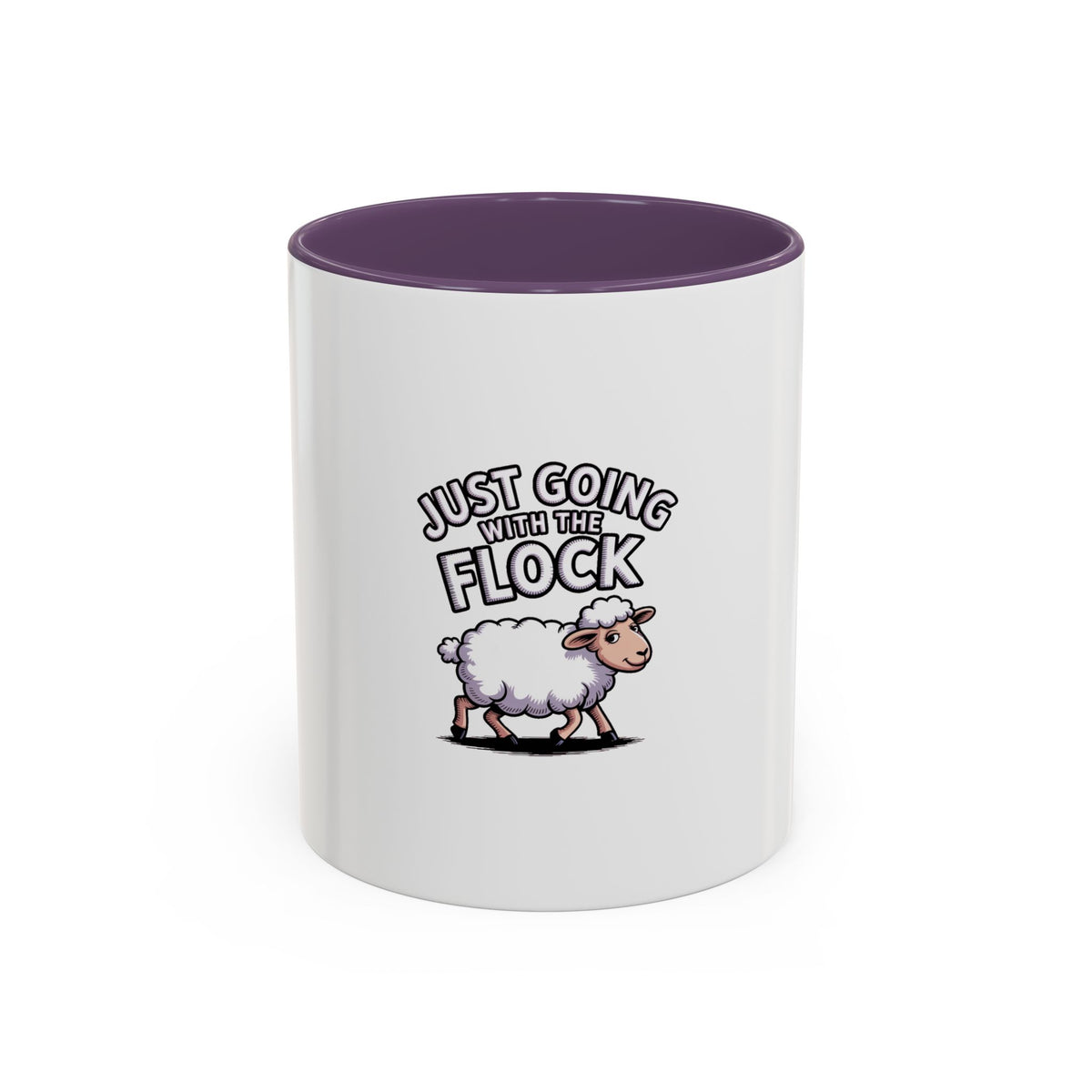 Funny Sheep Mug, Going With The Flock Coffee Mug, Cute Cartoon Sheep Gift, Sarcastic Farm Animal Mug, Funny Coworker Gift Cup