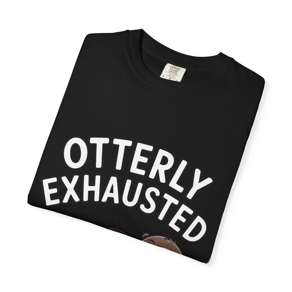 Otterly Exhausted Shirt, Funny Otter Coffee T-Shirt, Cute Otter Lover Gift, Sarcastic Coffee Lover Tee