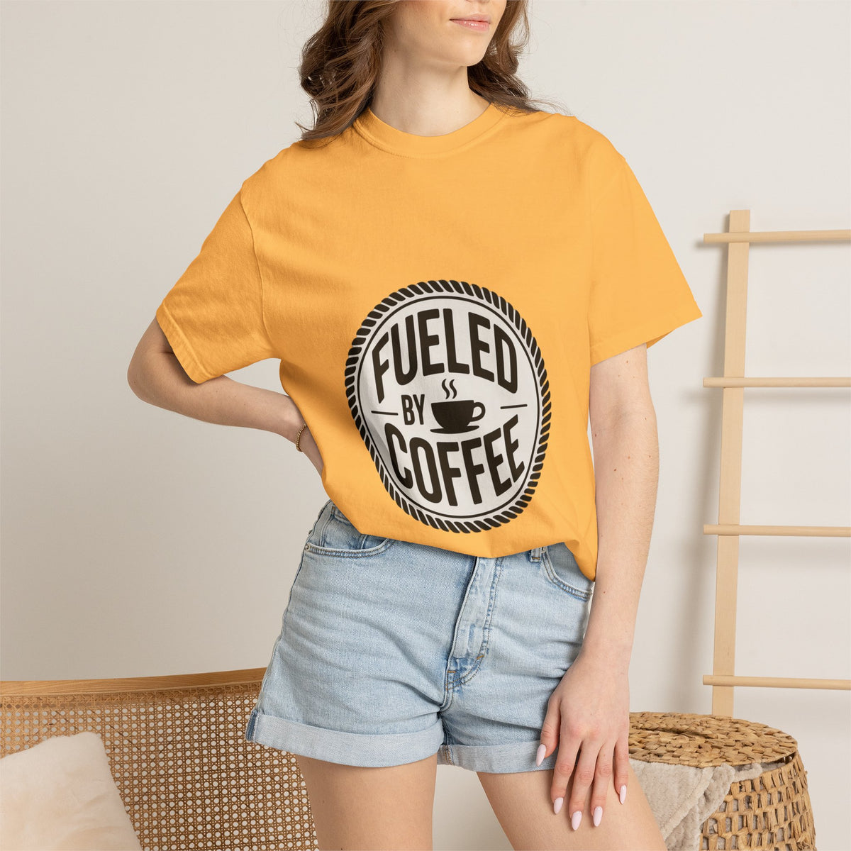 Fueled By Coffee Badge Shirt, Vintage Coffee Lover T-Shirt, Retro Coffee Stamp Logo Tee, Funny Coffee Addict Gift