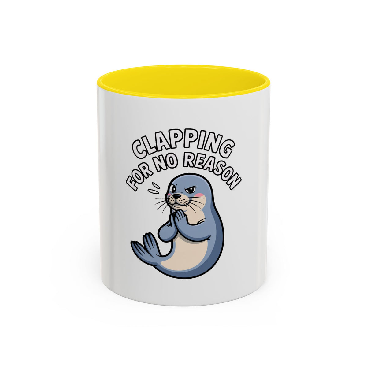 Clapping For No Reason Seal Mug, Funny Sarcastic Seal Coffee Cup, Cute Cartoon Animal Mug, Sassy Seal Gift for Coworker or Friend