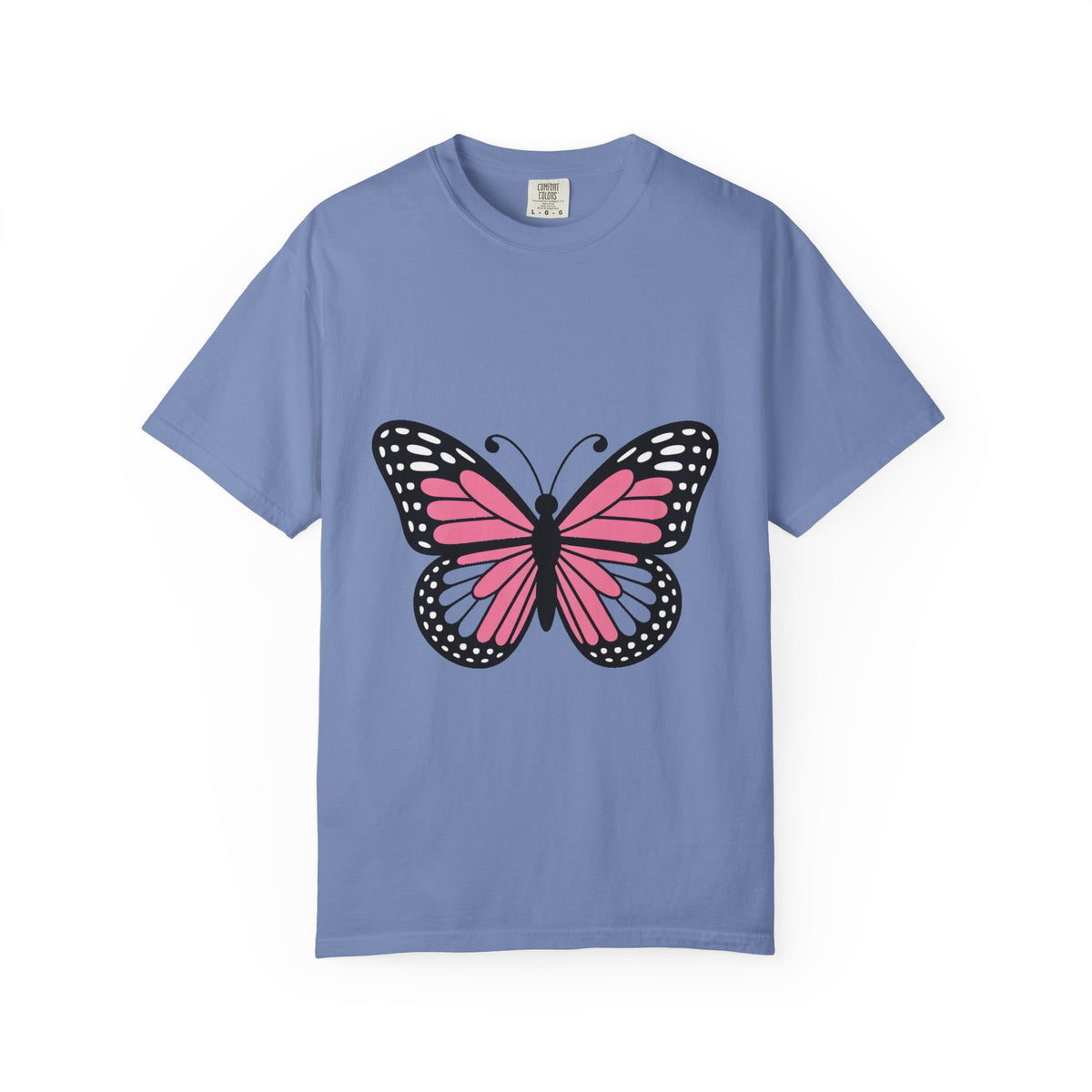 Butterfly T-Shirt, Cute Detailed Butterfly Graphic Tee, Nature Lover Gift, Embroidery-Style Butterfly Shirt, Garment-Dyed Unisex Tee