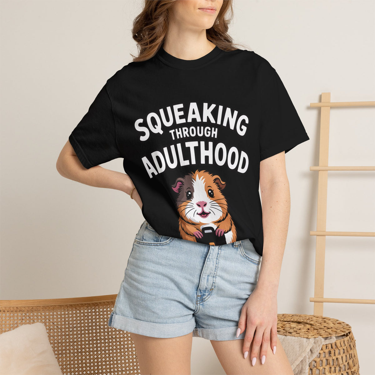 Guinea Pig Squeaking Through Adulthood Shirt, Funny Guinea Pig T-Shirt, Adulting Humor Tee, Cute Guinea Pig Lover Gift