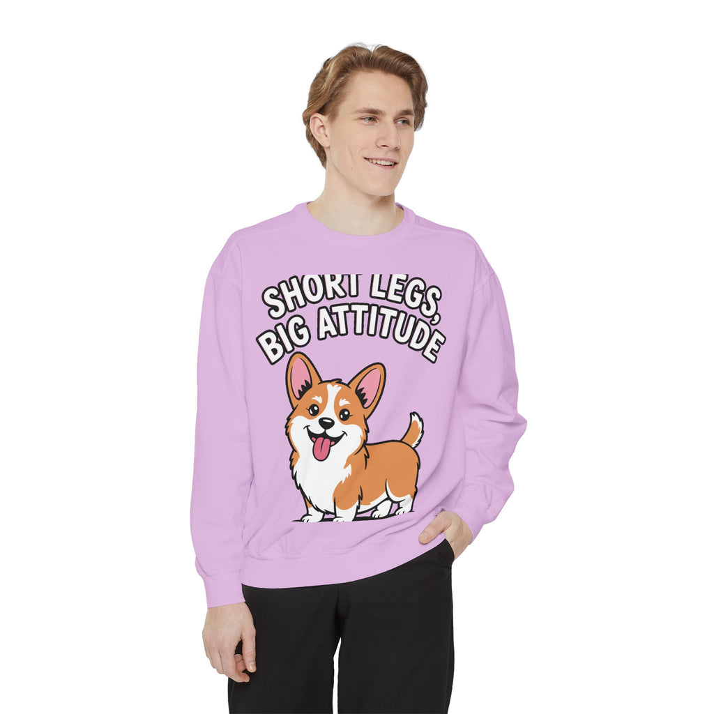 Short Legs Big Attitude Corgi Sweatshirt, Funny Corgi Crewneck, Cute Dog Lover Gift, Embroidered Patch Style Corgi Sweater