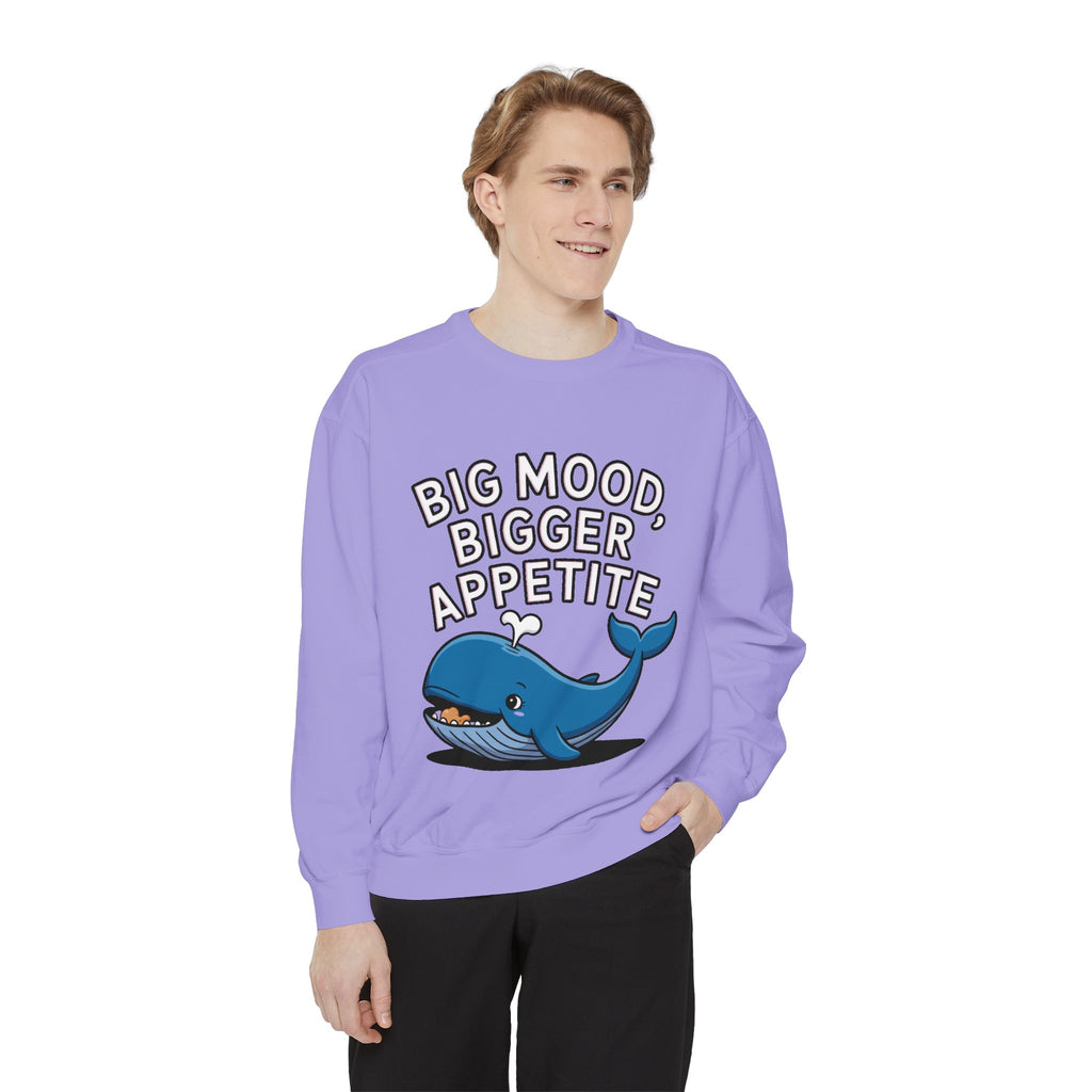 Big Mood Whale Sweatshirt, Funny Whale Snack Crewneck, Cute Cartoon Whale Lover Gift, Big Appetite Sweatshirt