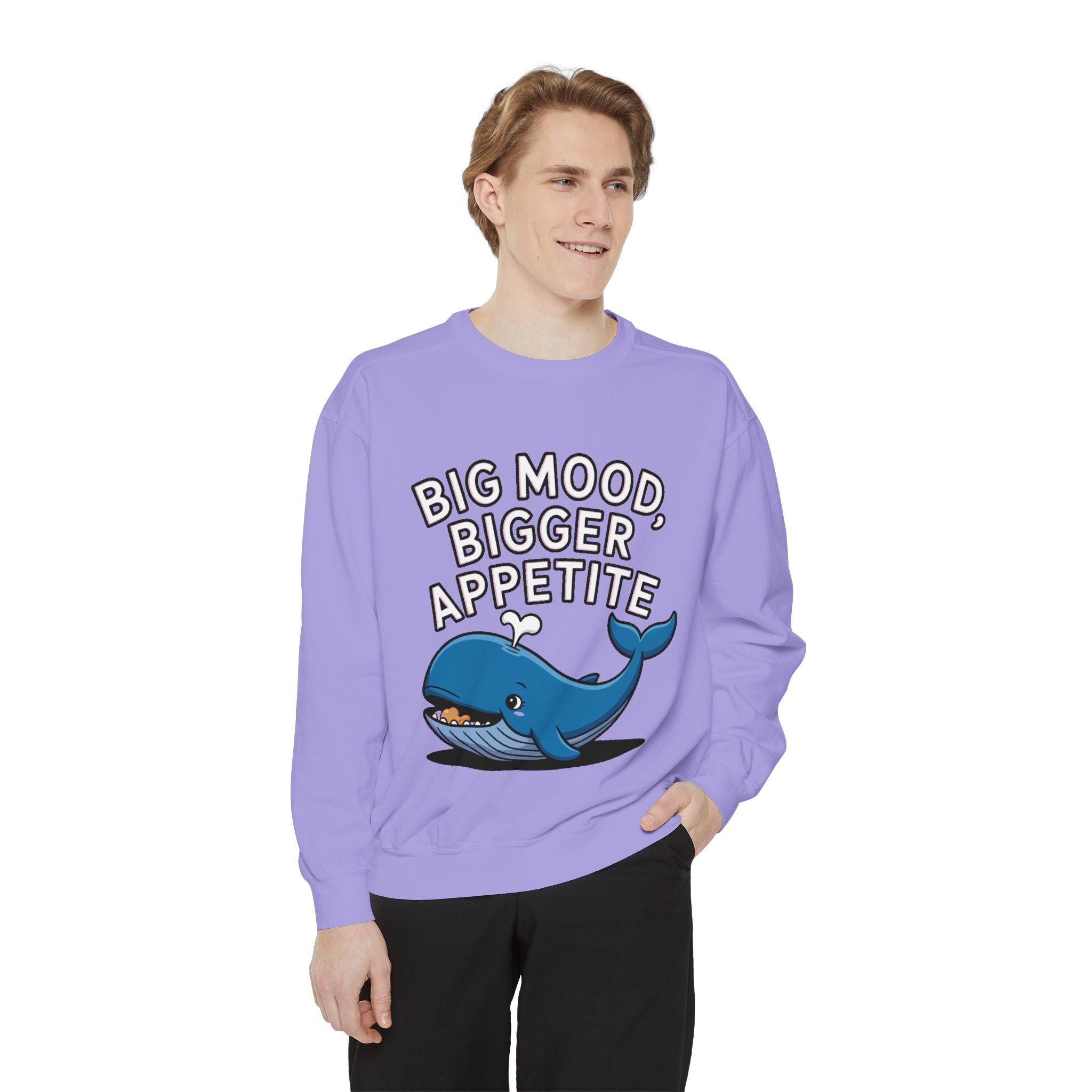 Big Mood Whale Sweatshirt, Funny Whale Snack Crewneck, Cute Cartoon Whale Lover Gift, Big Appetite Sweatshirt