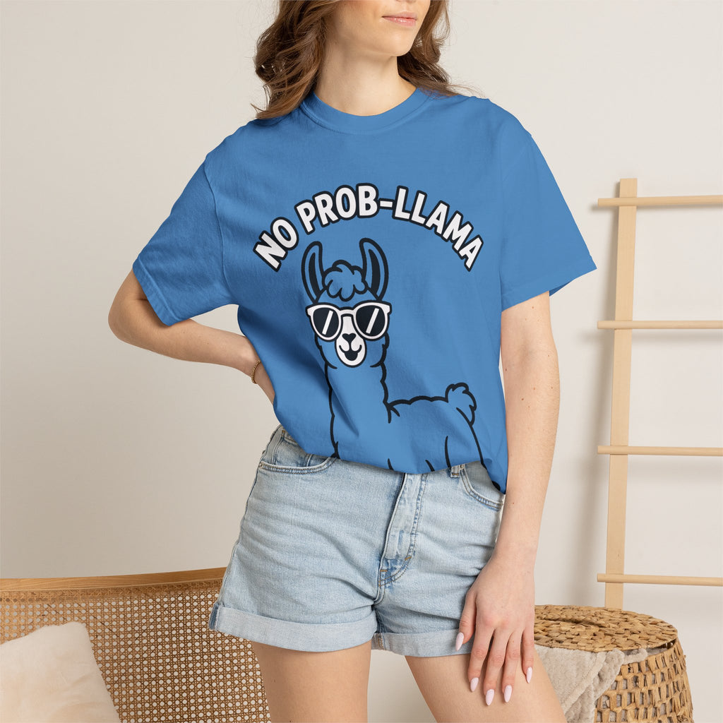 No Prob Llama Shirt, Funny Llama T-Shirt, Cute Llama Sunglasses Tee, Llama Lover Gift, Garment Dyed Unisex Shirt
