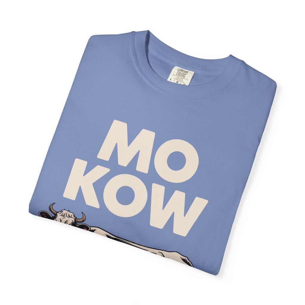 Mo Kow Funny Cow Shirt, Absurd Meme T-Shirt, Deadpan Farm Animal Tee, Weird Cow Lover Gift, Funny Misspelled Label Shirt