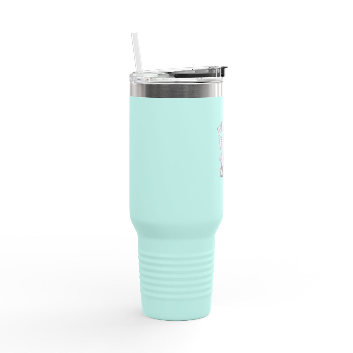Funny Sheep Travel Mug, 'Just Going With The Flock' Tumbler, Cute Sheep 40oz Insulated Cup, Sarcastic Gift for Coworker or Friend