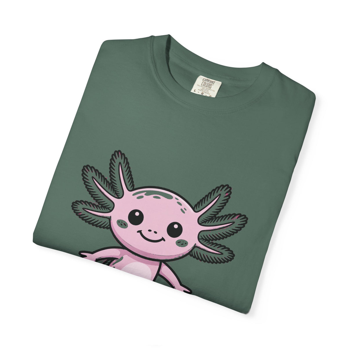 Cute Axolotl Shirt, Smiling Axolotl T-Shirt, Kawaii Axolotl Lover Gift, Garment Dyed Unisex Tee