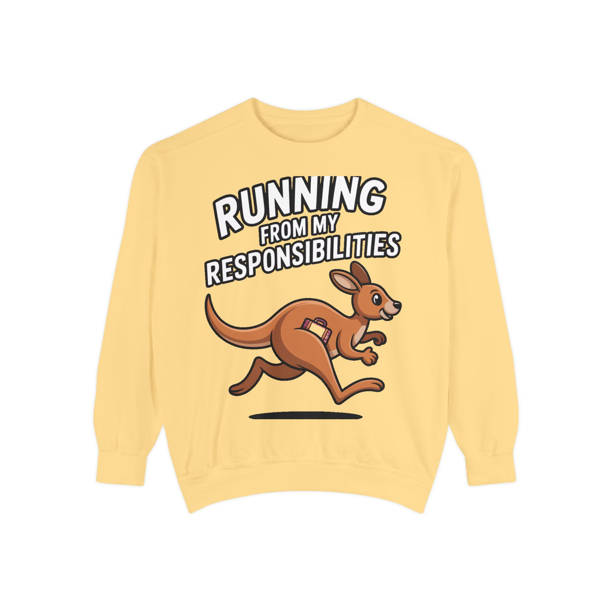 Running From My Responsibilities Sweatshirt, Funny Kangaroo Crewneck, Adulting Humor Gift, Cute Cartoon Animal Sweatshirt