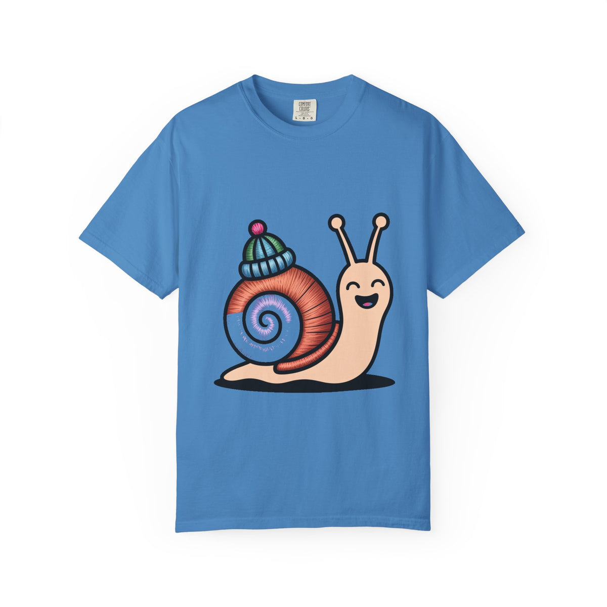 Cute Snail With Tiny Hat T-Shirt, Funny Cottagecore Snail Shirt, Cartoon Snail Lover Gift, Garment-Dyed Unisex Tee