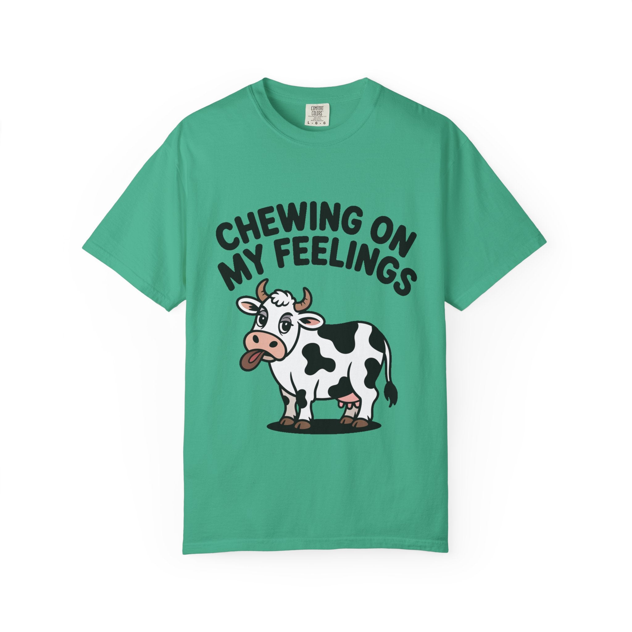 Chewing On My Feelings Cow Shirt, Funny Cow T-Shirt, Cute Cartoon Cow Tee, Sarcastic Farm Animal Gift, Mental Health Humor Shirt