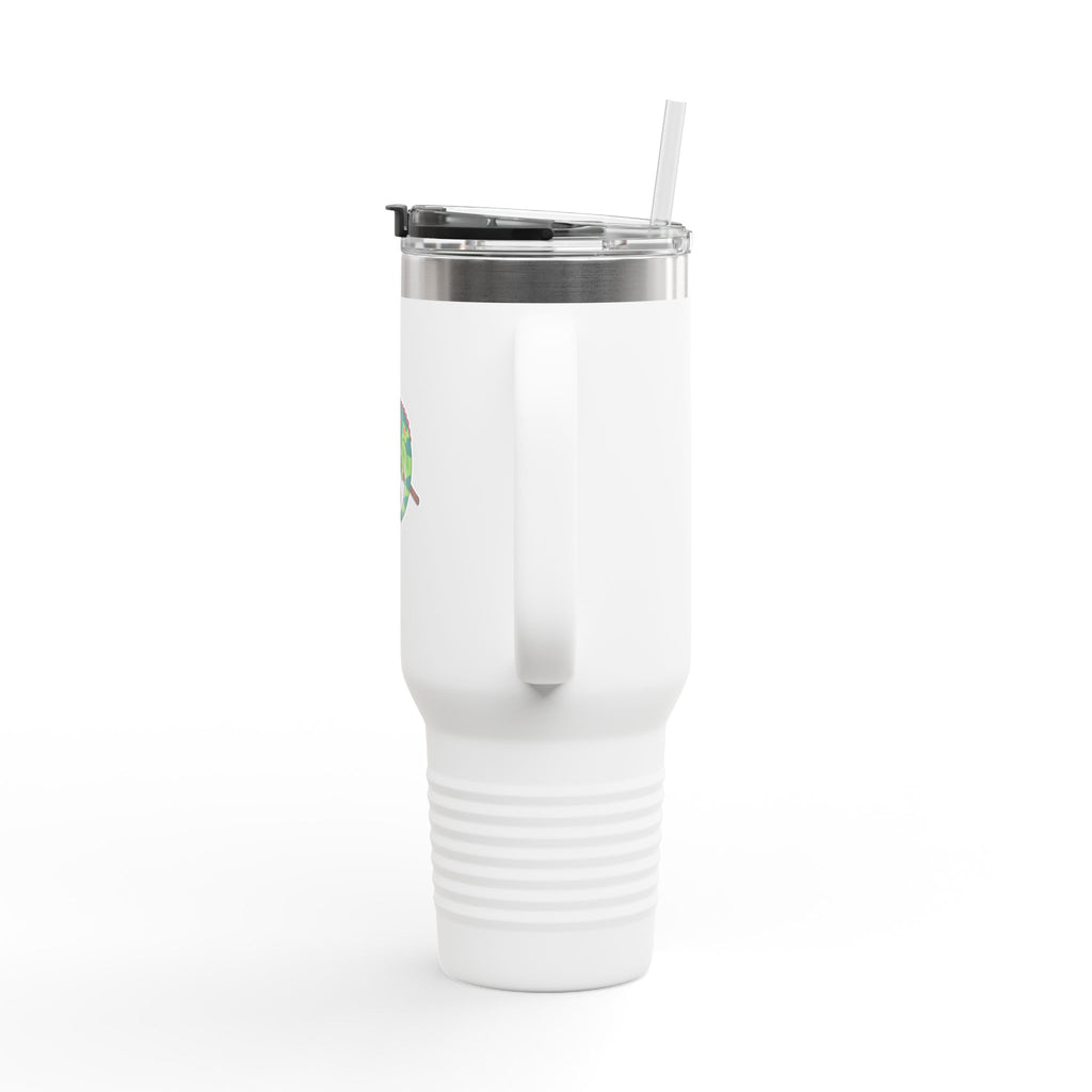 Cute Chameleon Travel Mug, Cartoon Reptile Tumbler with Handle, 40oz Insulated Cup, Chameleon Lover Gift, Cute Animal Tumbler