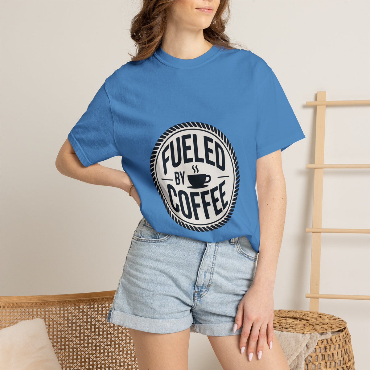 Fueled By Coffee Badge Shirt, Vintage Coffee Lover T-Shirt, Retro Coffee Stamp Logo Tee, Funny Coffee Addict Gift