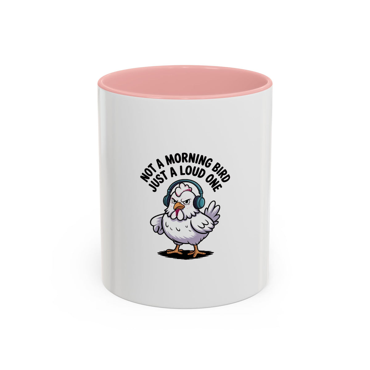 Not A Morning Bird Mug, Funny Chicken Coffee Mug, Grumpy Chicken Headphones Cup, Sarcastic Coffee Lover Gift, Loud Bird Mug
