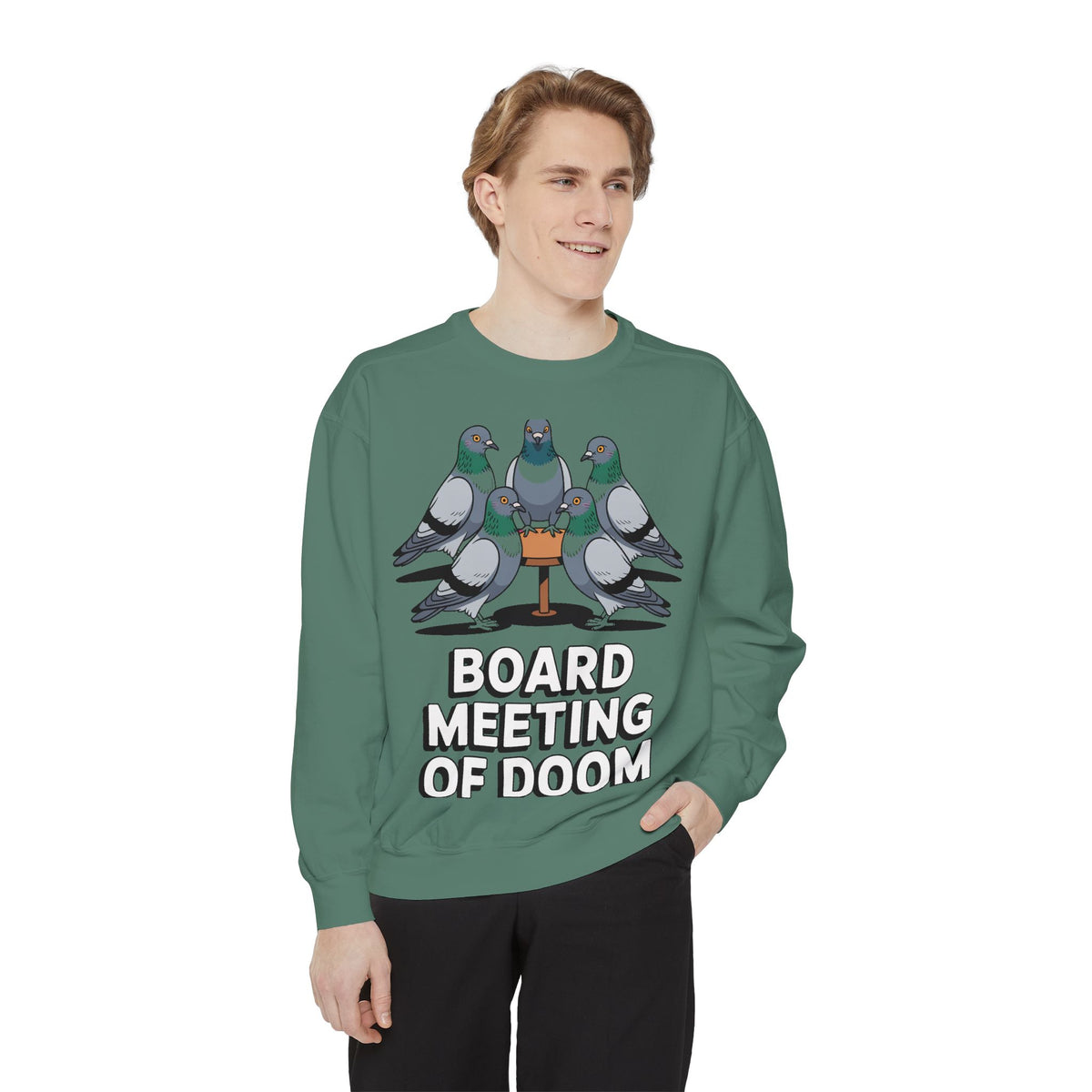 Funny Pigeon Sweatshirt, Board Meeting Of Doom Crewneck, Office Humor Bird Gift, Funny Coworker Sweater