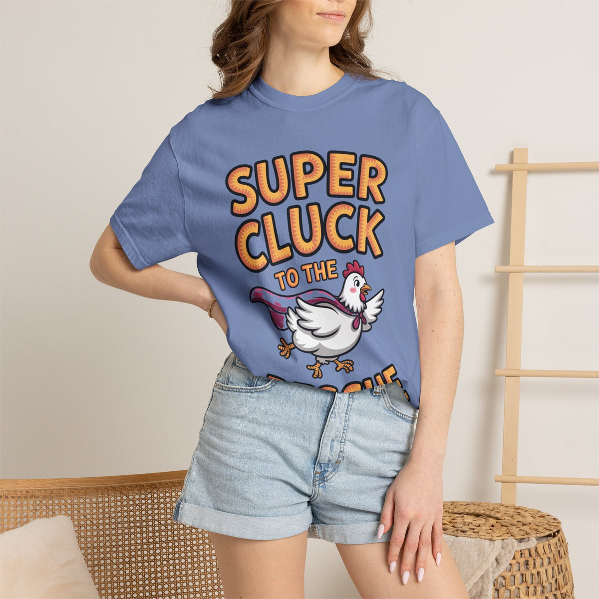 Funny Chicken Superhero Shirt, Super Cluck To The Rescue T-Shirt, Cute Cartoon Chicken Tee, Farm Animal Lover Gift