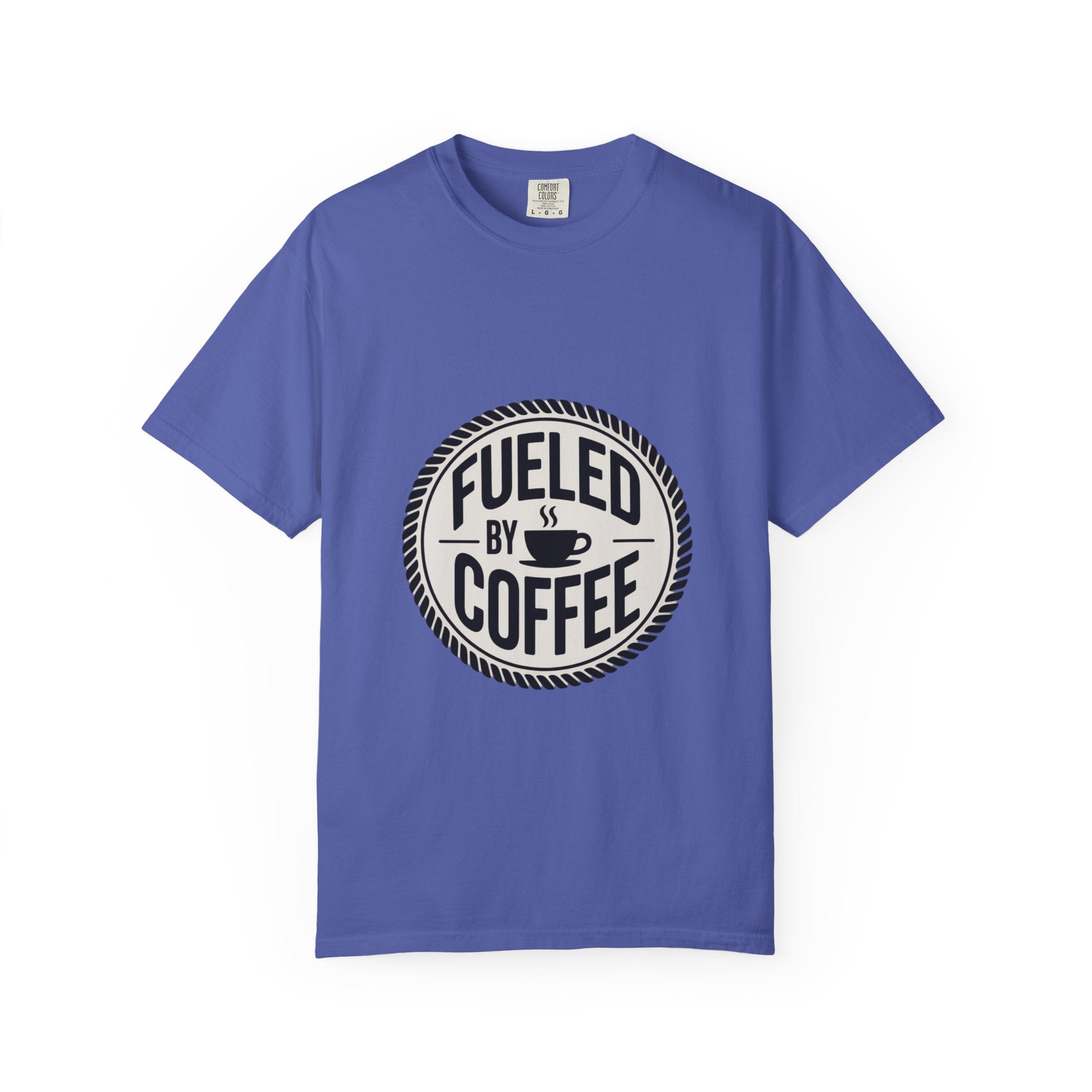 Fueled By Coffee Badge Shirt, Vintage Coffee Lover T-Shirt, Retro Coffee Stamp Logo Tee, Funny Coffee Addict Gift
